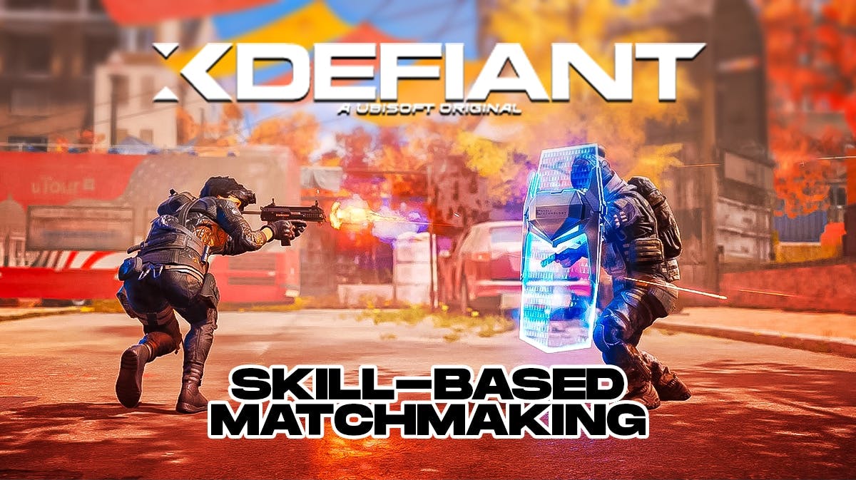 XDefiant's logo and gameplay with the phrase Skill-Based Matchmaking