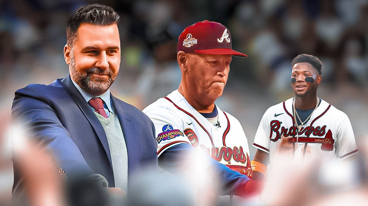 Braves GM Alex Anthopoulos, manager Brian Snitker and Ronald Acuna Jr.