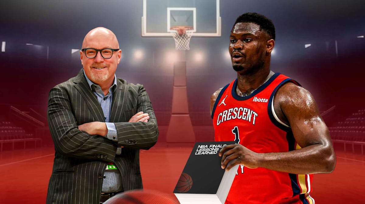 Zion Williamson handing David Griffin an 'NBA Finals Lessons Learned' Book