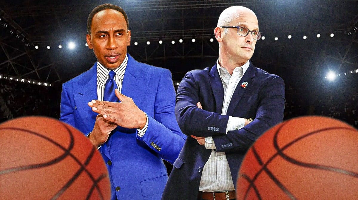 Stephen A. Smith and potentially new Los Angeles Lakers head coach Dan Hurley in front of Crypto.com Arena.