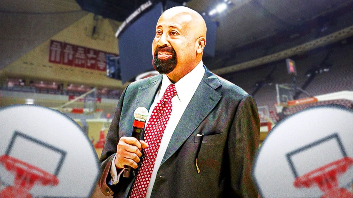 Indiana basketball head coach Mike Woodson in front of Simon Skjodt Assembly Hall.