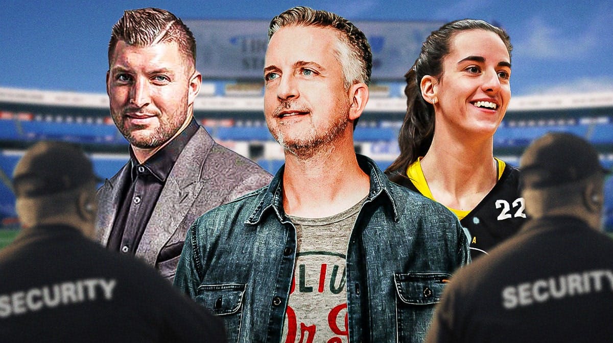 Former NBA player Tim Tebow, Bill Simmons, and Indiana Fever Caitlin Clark