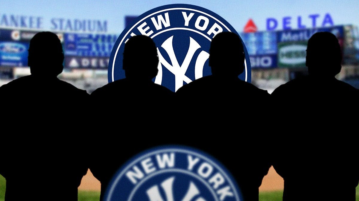 Four silhouettes next to Yankees logo