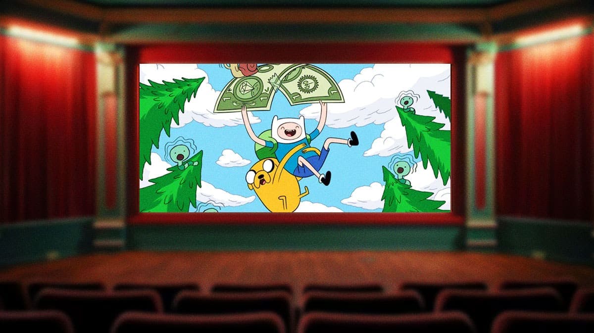 Adventure Time on a movie screen.