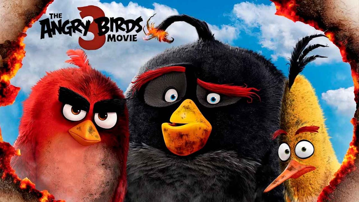 Angry Birds Movie 3 logo next to characters from Angry Birds