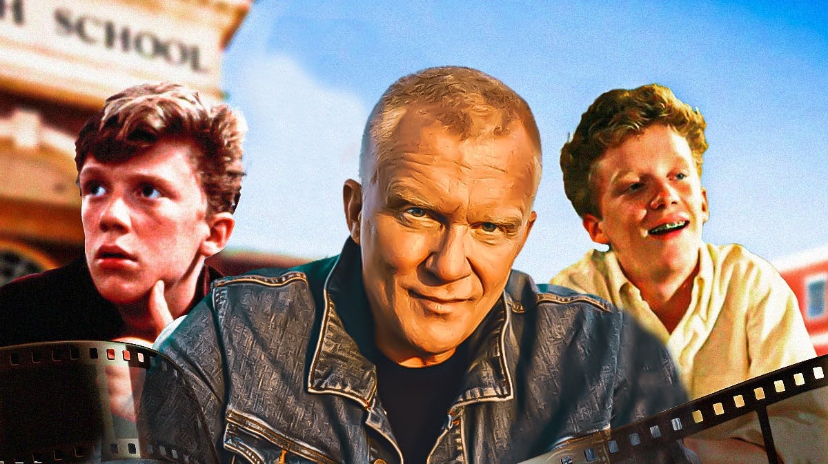 Anthony Michael Hall (middle picture courtesy of Mark Binks) and him in John Hughes movies The Breakfast Club and Sixteen Candles with high school background.
