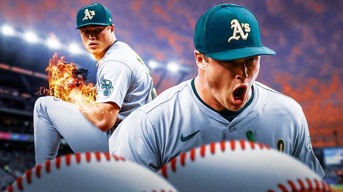 Athletics' Mason Miller throwing a ball that’s on fire