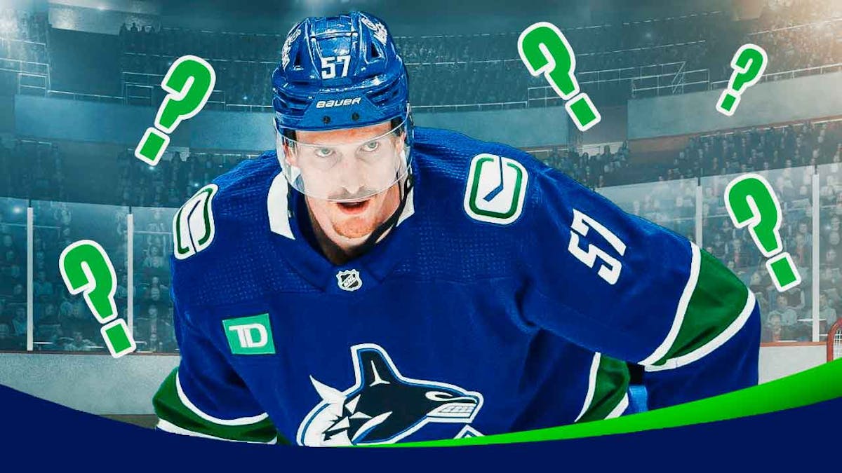 Canucks Tyler Myers surrounded by question marks