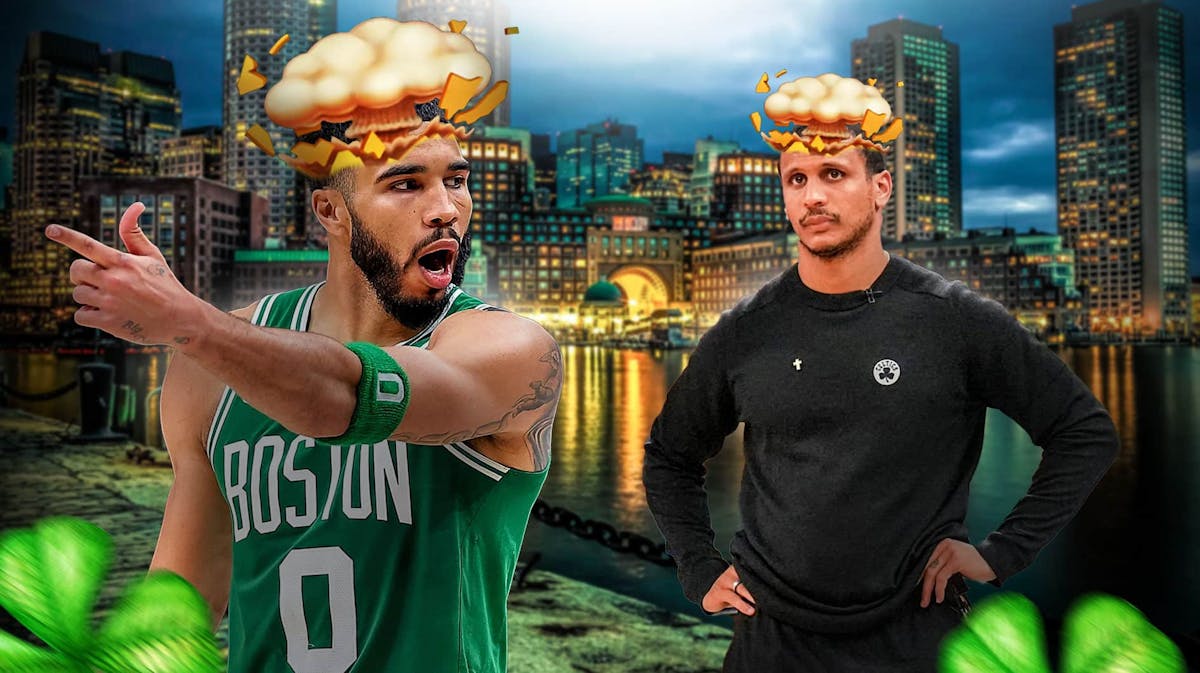 Celtics Joe Mazzulla and Jayson Tatum with their minds blown