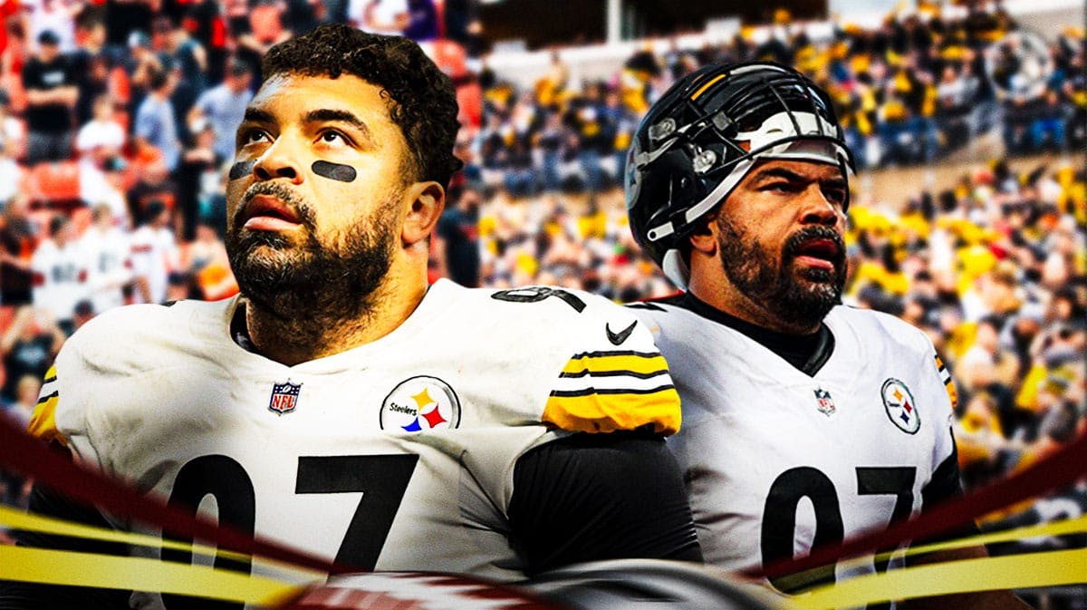 Cameron Heyward with a Pittsburgh Steelers and Cleveland Browns crowd behind him