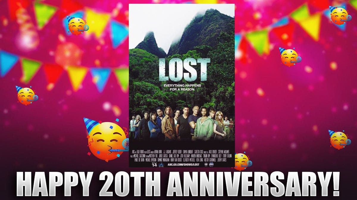 Lost poster, party emojis, Happy 20th Anniversary!