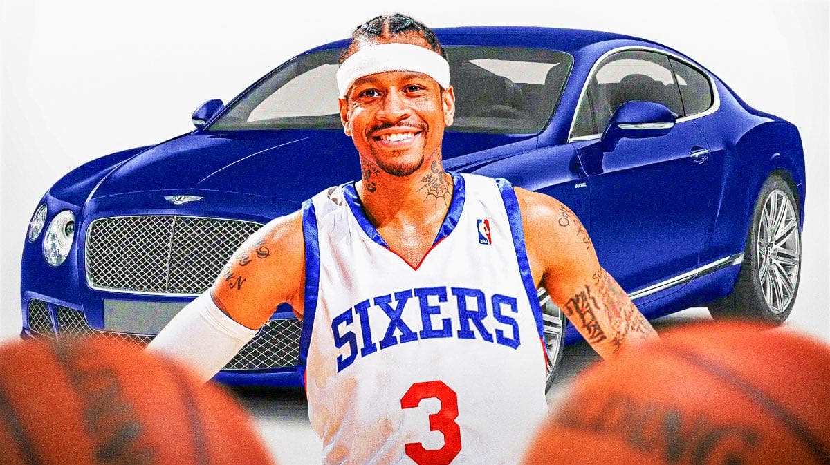 Allen Iverson in front of a car from his collection.