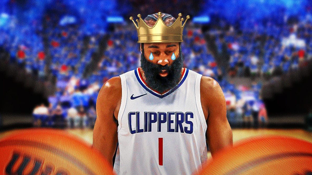 James Harden crying while wearing a crown