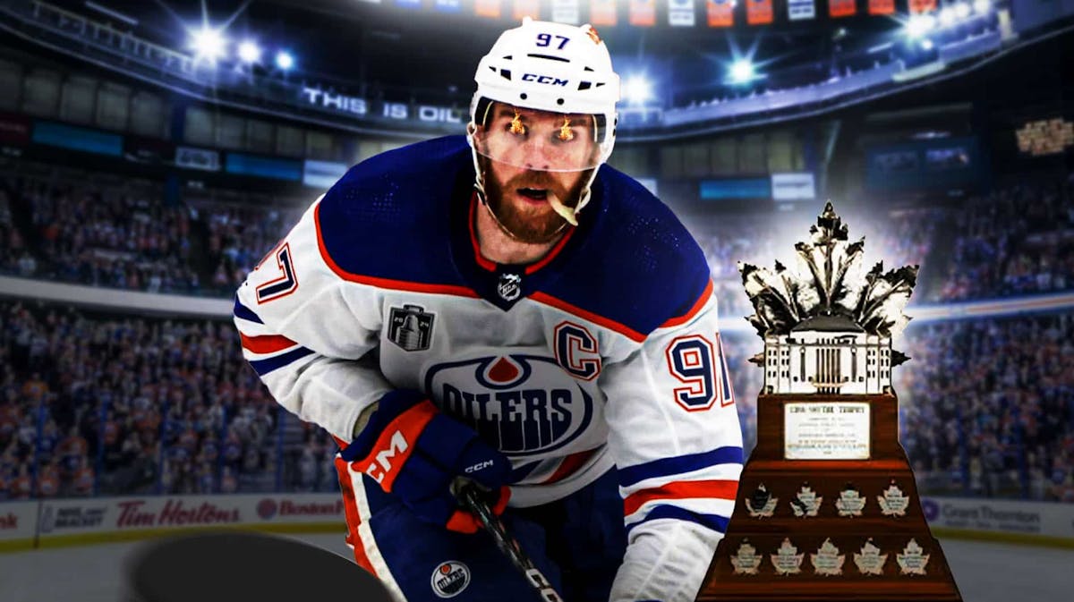 Connor McDavid winning the Conn Smythe Trophy for the Oilers.