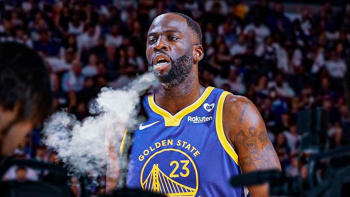 Draymond Green with smoke coming out of his mouth.