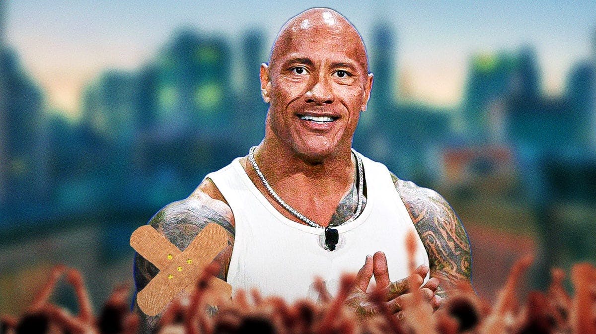 Dwayne Johnson with a giant band-aid.