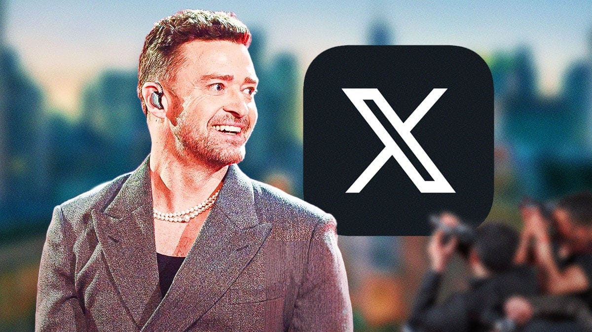 Justin Timberlake and an X logo.