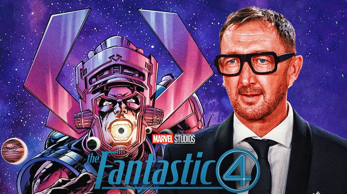 MCU Fantastic Four logo with Galactus actor Ralph Ineson.