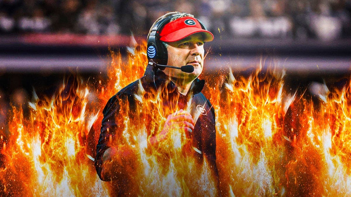 Georgia football coach Kirby Smart on fire.