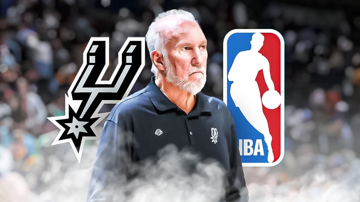 Gregg Popovich image, Spurs logo, NBA logo