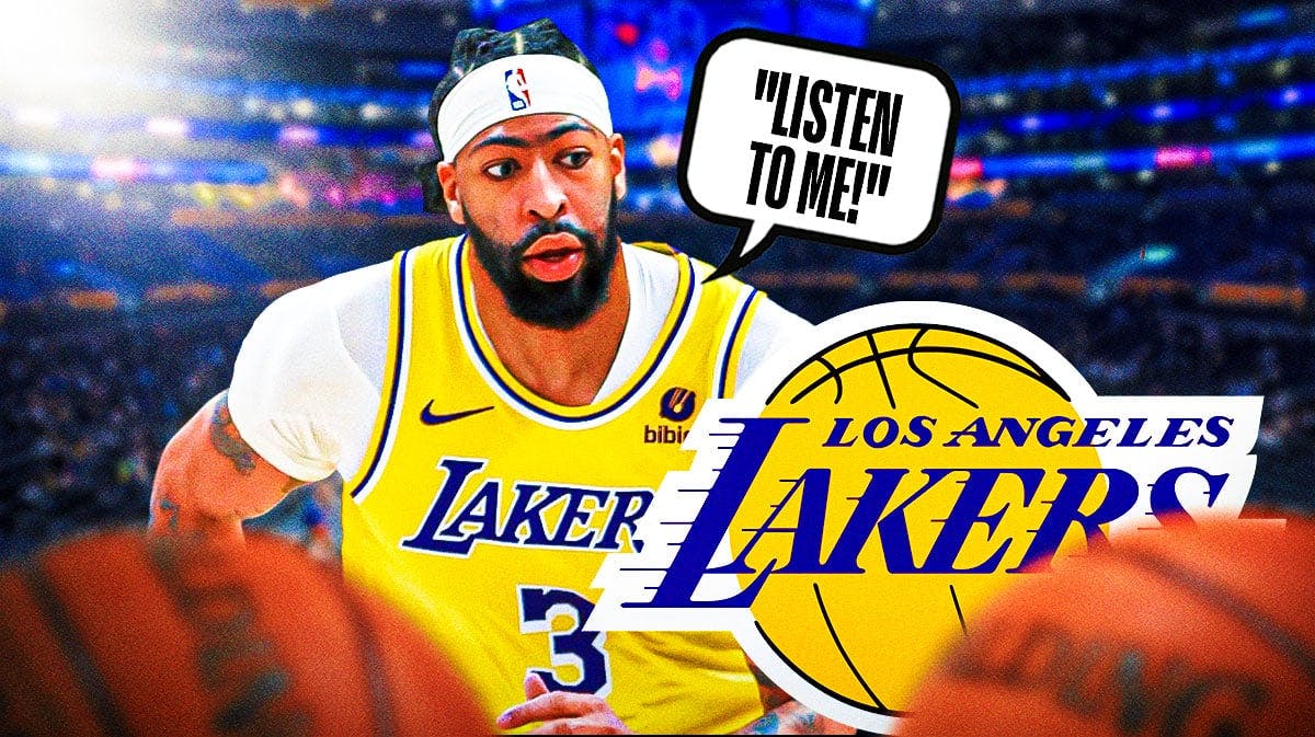 Anthony Davis says "listen to me!" to Lakers logo