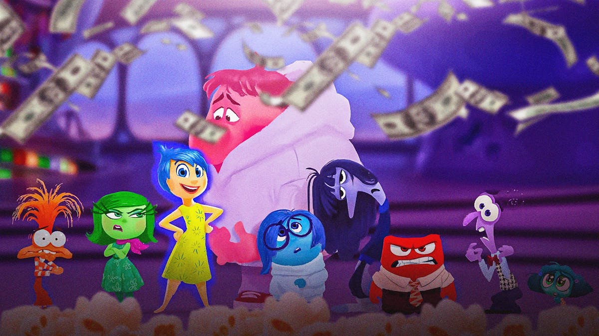 Inside Out 2 characters surrounded by money