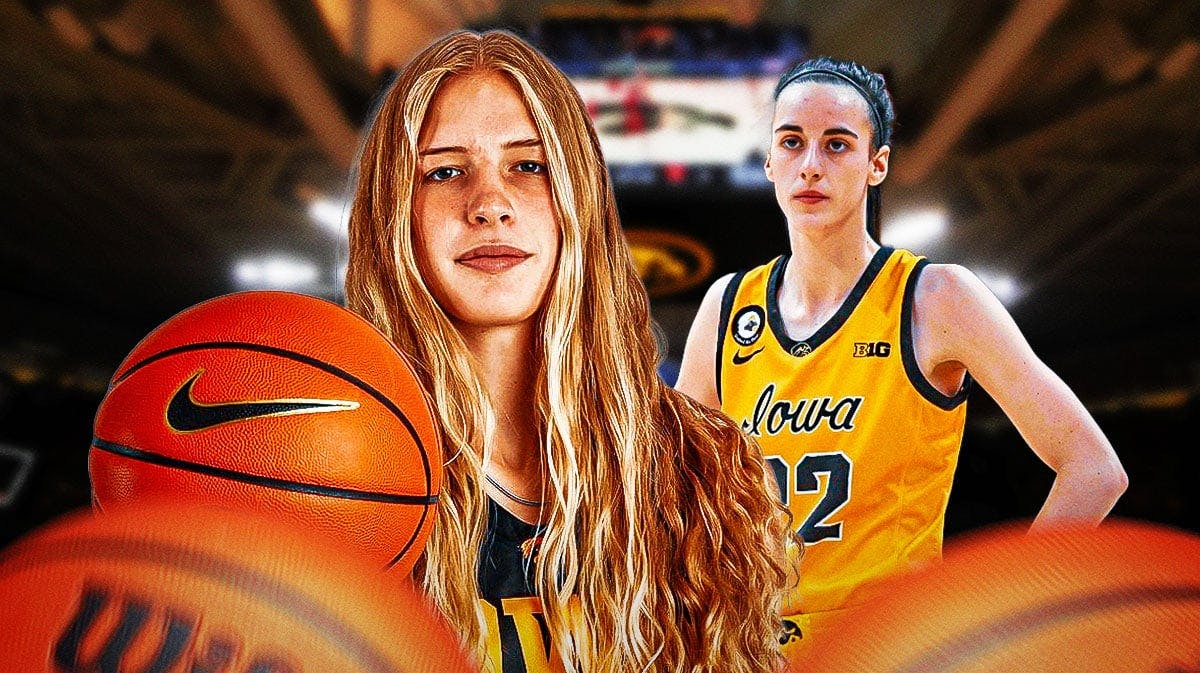 Iowa women's basketball player Ava Jones, and Caitlin Clark. Caitlin Clark needs to be in an Iowa women's basketball jersey.
