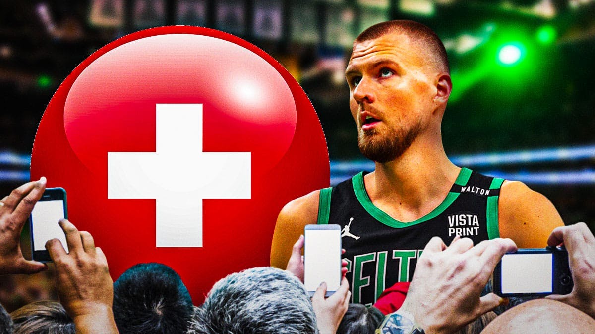 Celtics' Kristaps Porzingis with injury symbol