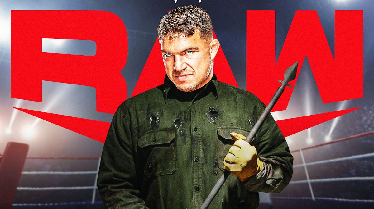 Chad Gable's head on Jason Voorhees body with the RAW logo as the background.