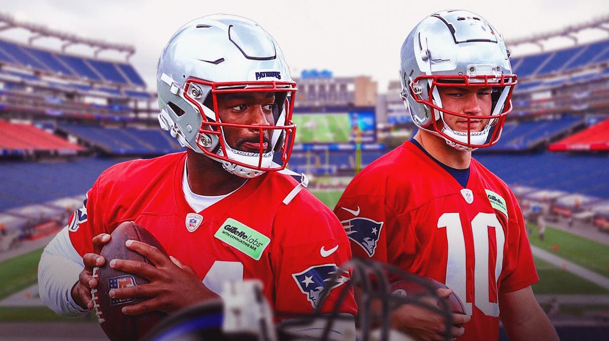 Patriots' Jacoby Brissett and Drake Maye side by side