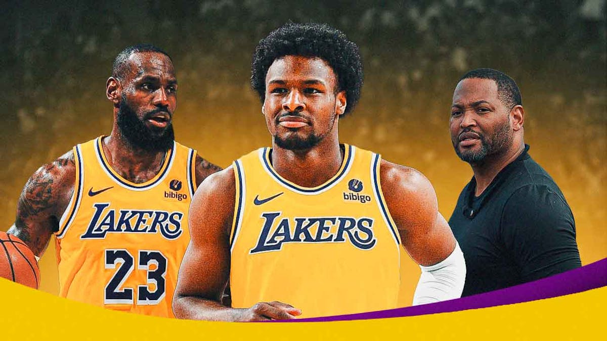 Lakers LeBron James and Robert Horry before Bronny James NBA Draft acquisition