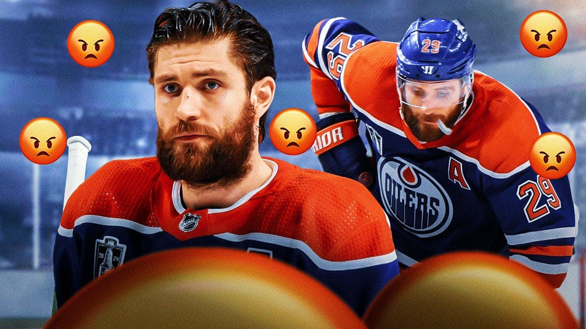 Leon Draisaitl with angry emojis in the background