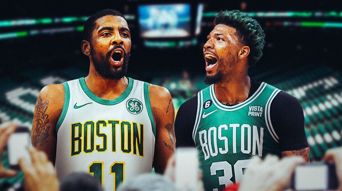 Former Boston Celtics players Kyrie Irving and Marcus Smart