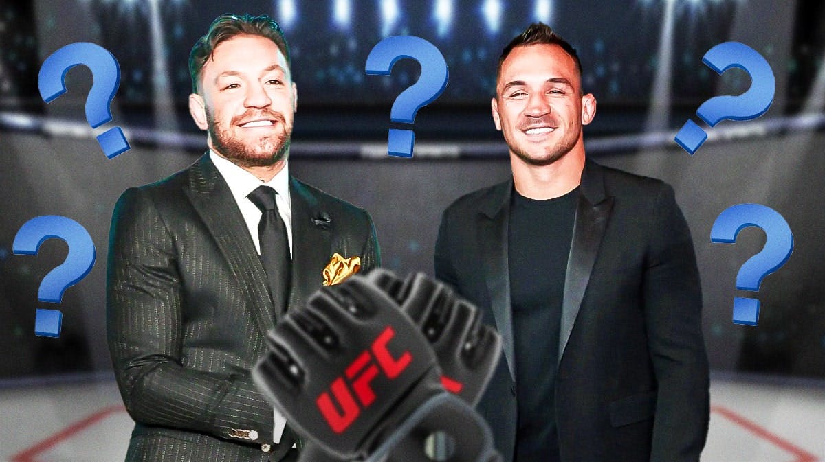 UFC's Conor McGregor and Michael Chandler in image with question marks everywhere.