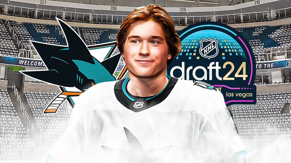 Macklin Celebrini joining the Sharks at the 2024 NHL Draft.