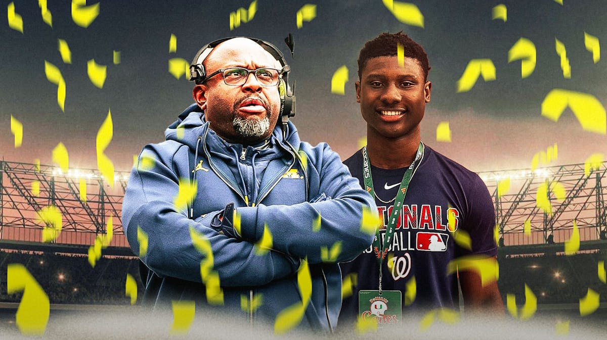 Michigan football's Tony Alford and new recruit Parker.