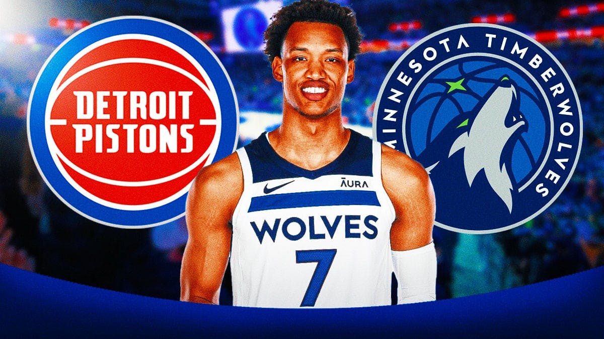 Wendell Moore Jr. with Pistons and Timberwolves logos