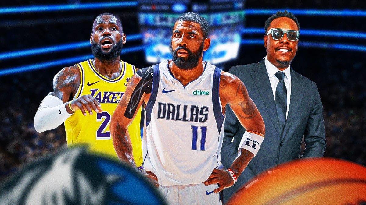 Los Angeles Lakers player LeBron James, Dallas Mavericks player Kyrie Irving, and former NBA player Paul Pierce