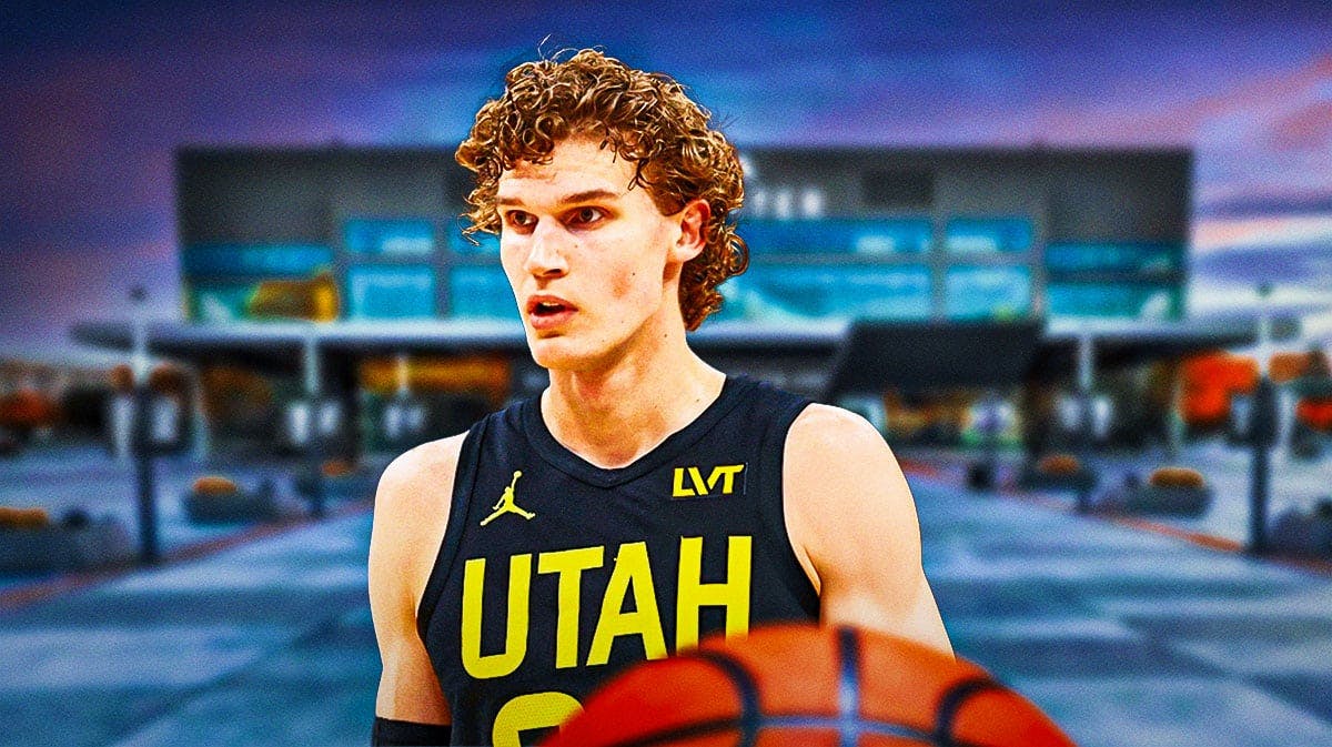 Lauri Markkanen with the Utah Jazz arena in the background, contract