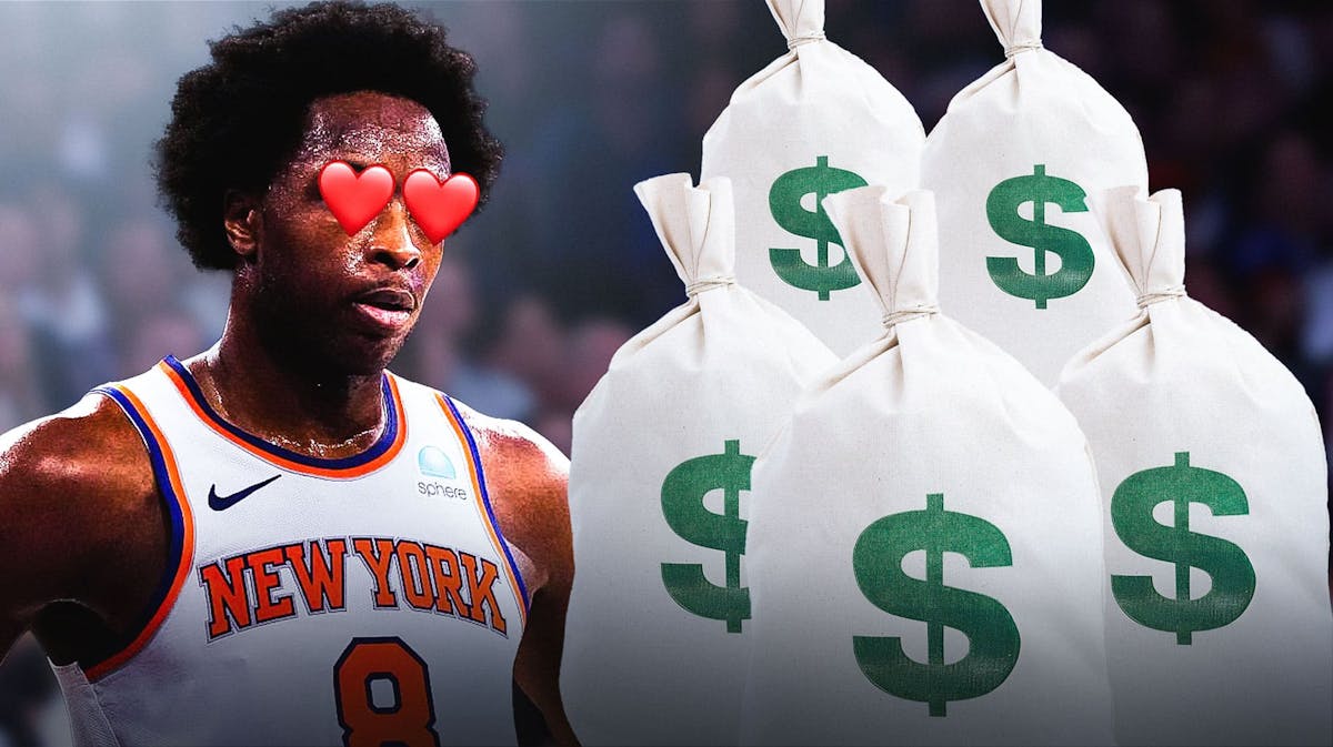 Knicks' OG Anunoby looking at a pile of money.