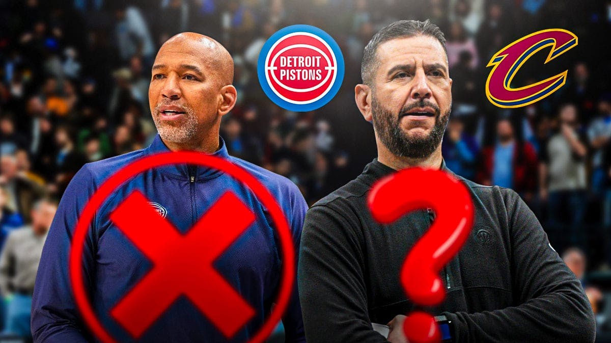 Pistons' Monty Williams with red X next to James Borrego