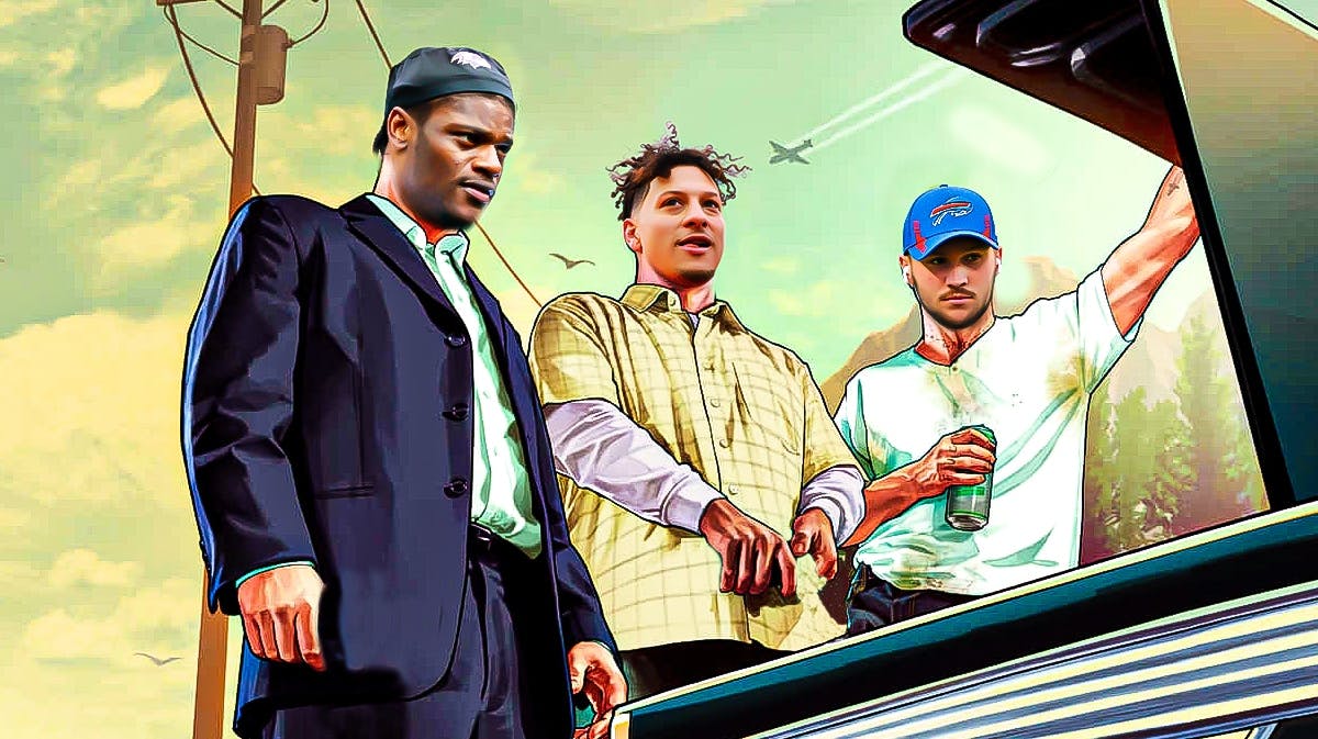 Patrick Mahomes (Chiefs), Lamar Jackson (ravens), Josh Allen (Bills) as the GTA 5 guys