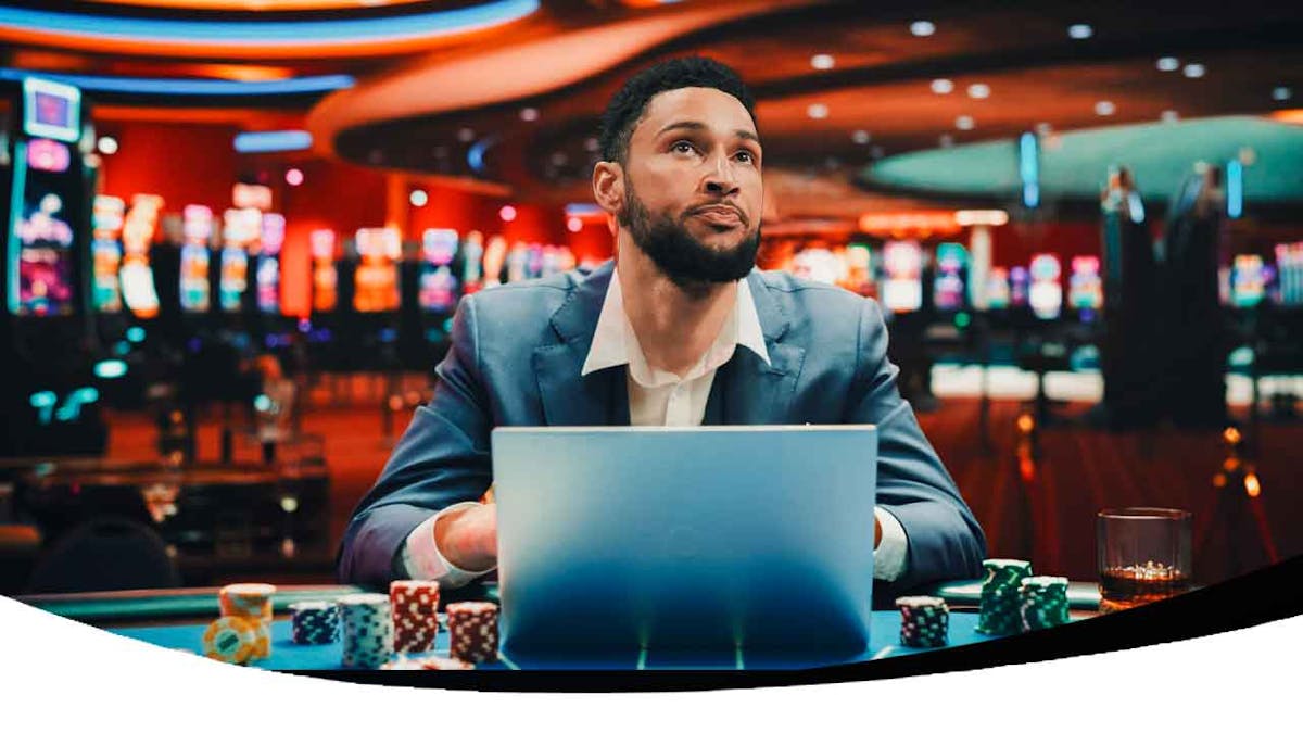 Nets' Ben Simmons in a poker table, going all in