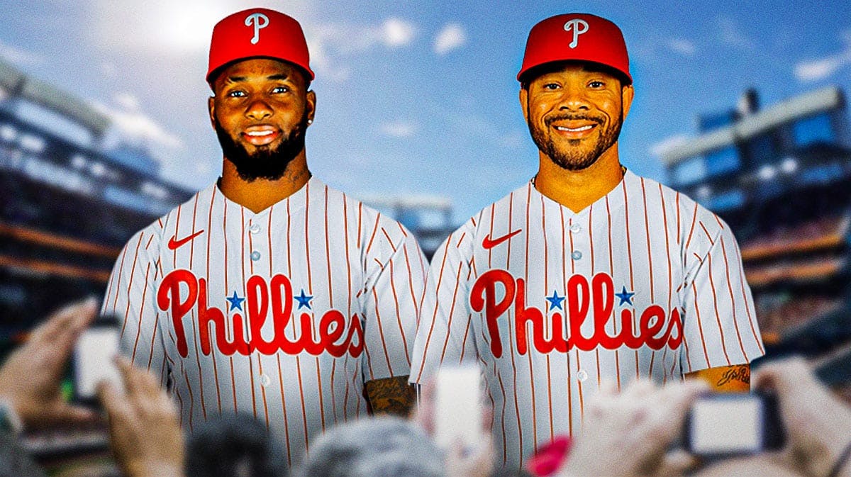 Whie Sox Luis Robert Jr. and Tommy Pham in Phillies jerseys