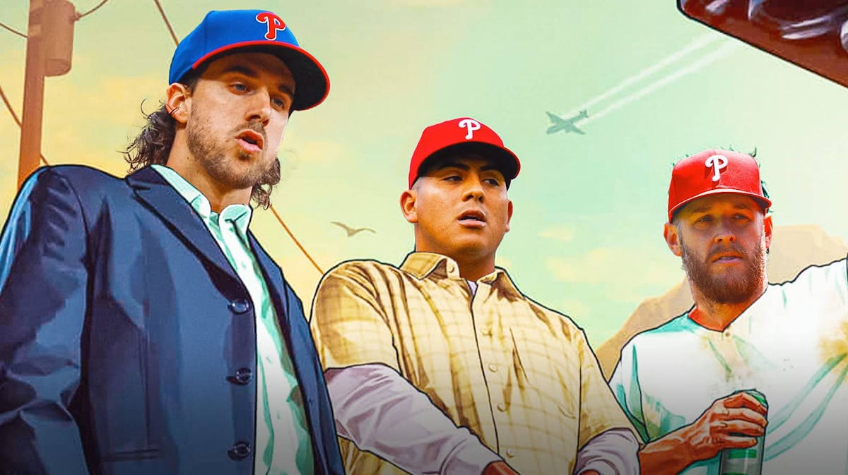 Aaron Nola, Ranger Suárez & Zack Wheeler of the Phillies as the GTA 5 guys