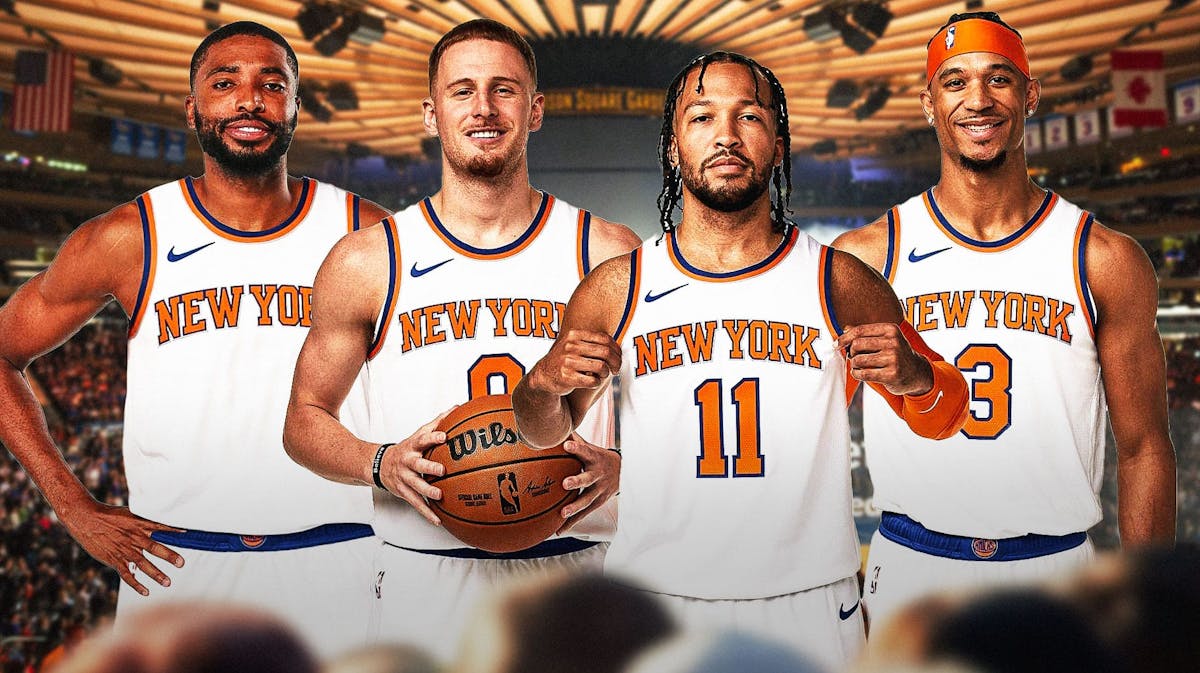 Knicks' Mikal Bridges, Jalen Brunson, Josh Hart and Donte DiVincenzo