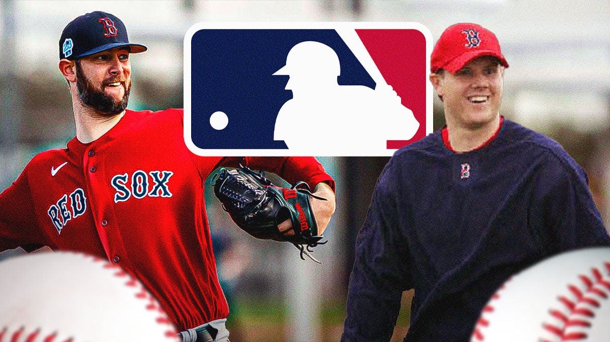 Boston Red Sox pitcher Chris Martin, MLB logo, Jonathan Papelbon
