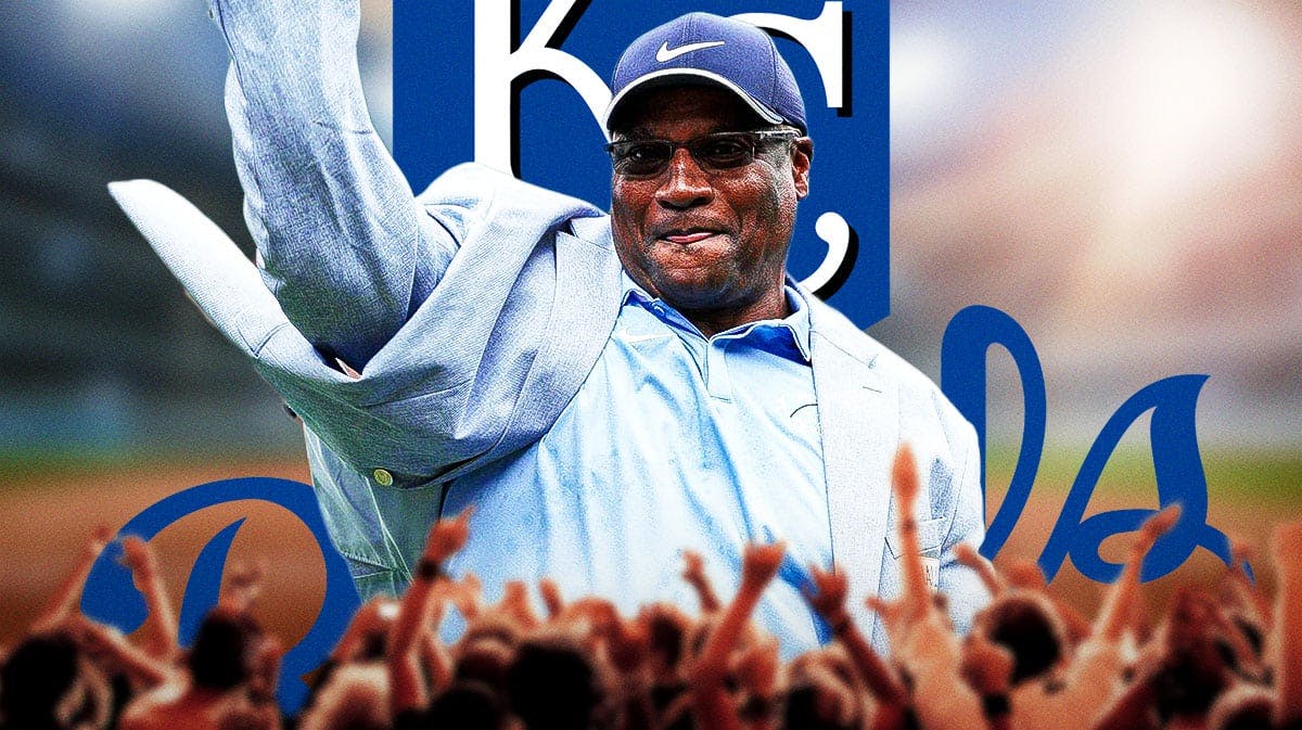 Royals logo in background, with Bo Jackson in front of image.
