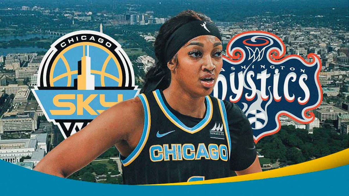Sky's Angel Reese looks intense while rebounding in Mystics game