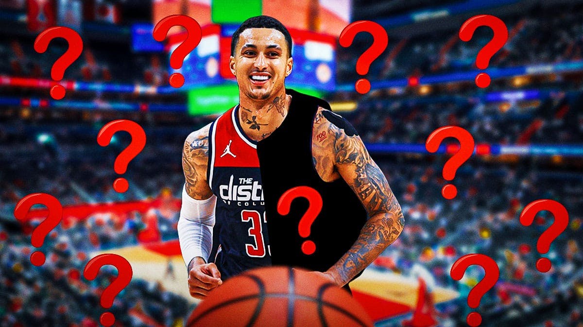 Wizards' Kyle Kuzma with blacked out jersey and question marks